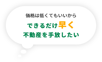 価格は低くてもいいから できるだけ早く不動産を手放したい